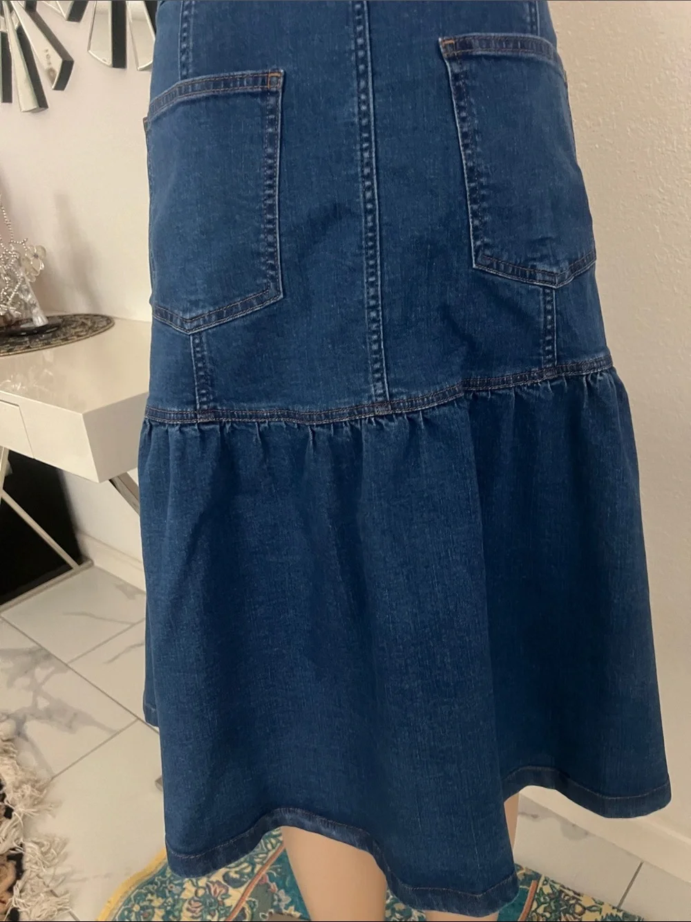 Madewell women’s jean Dark Blue Button-Front Denim Midi Skirt size 29 - Picture 8 of 16
